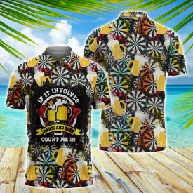 3D All Over Print Dart And Beer Pattern Polo Shirt, Dart Shirt Water Color