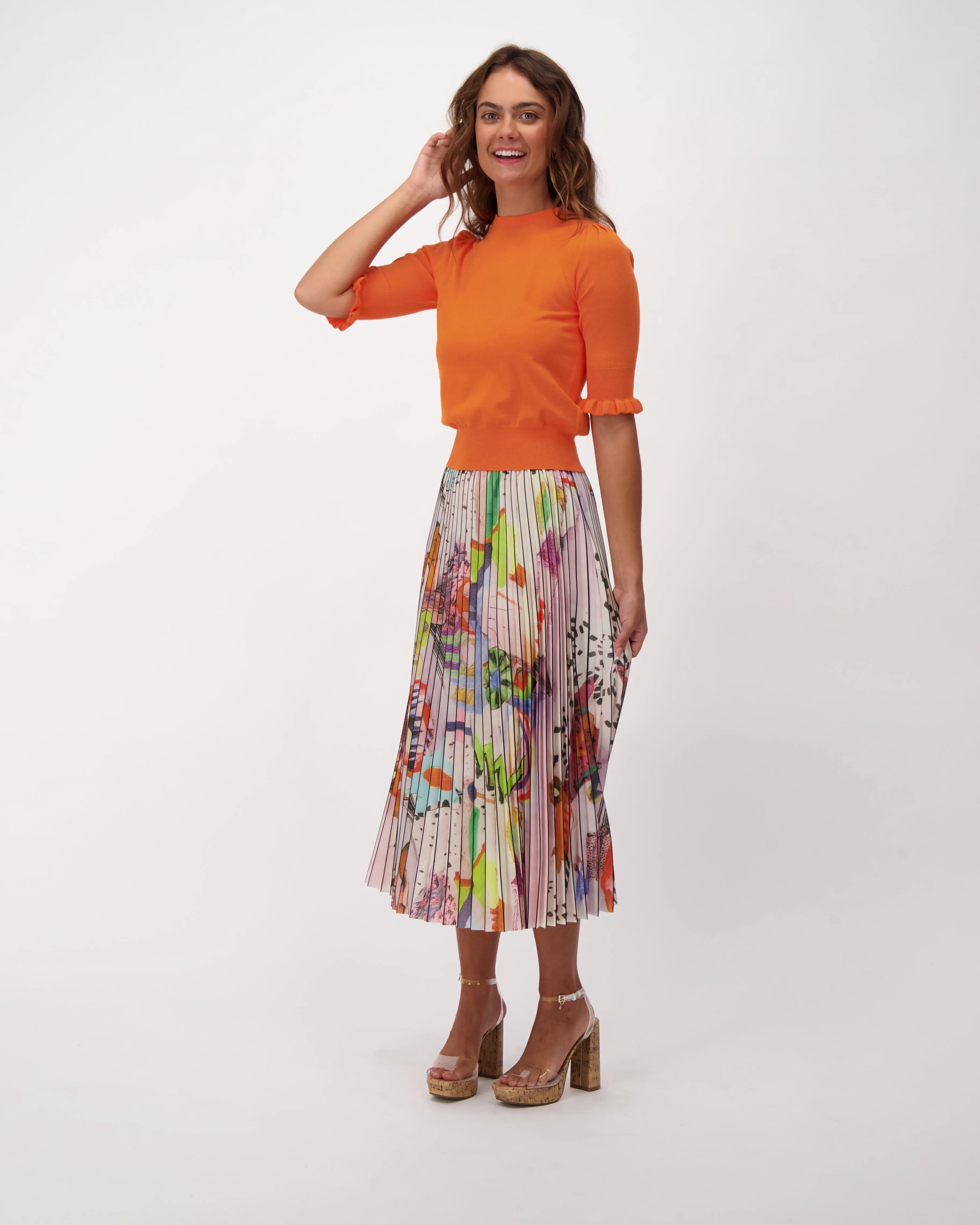 Abstract Plisse Pleated Skirt