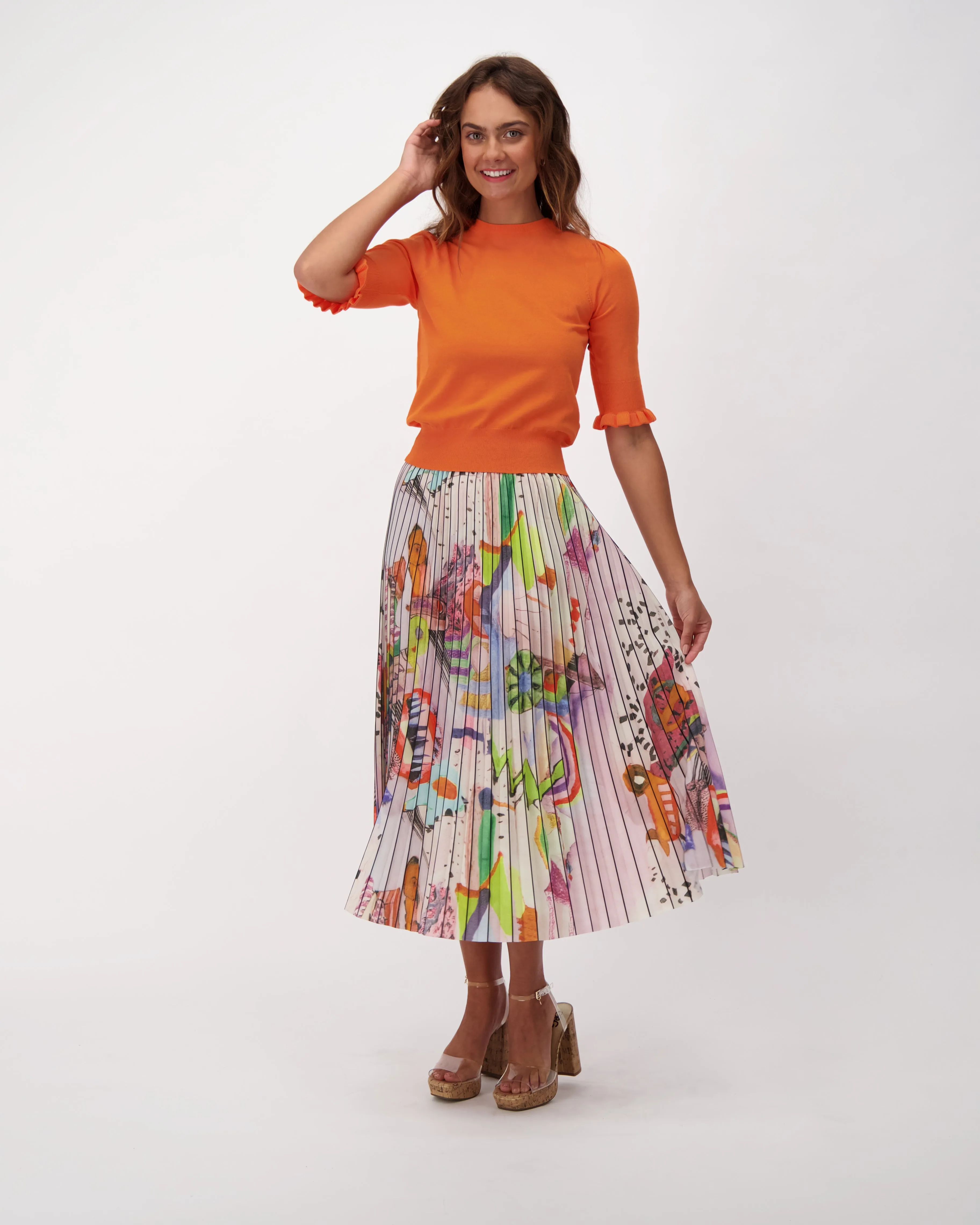 Abstract Plisse Pleated Skirt