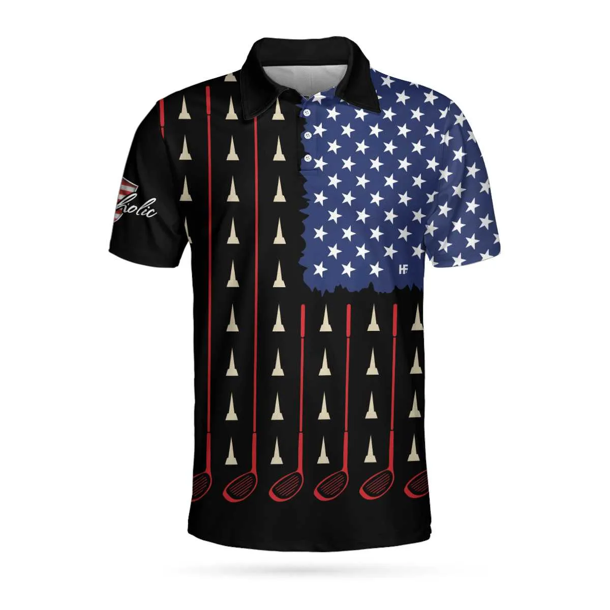 American Flag Golf Clubs Short Sleeve Polo Shirt, Golfaholic Polo Shirt, Patriotic Golf Shirt For Men Coolspod