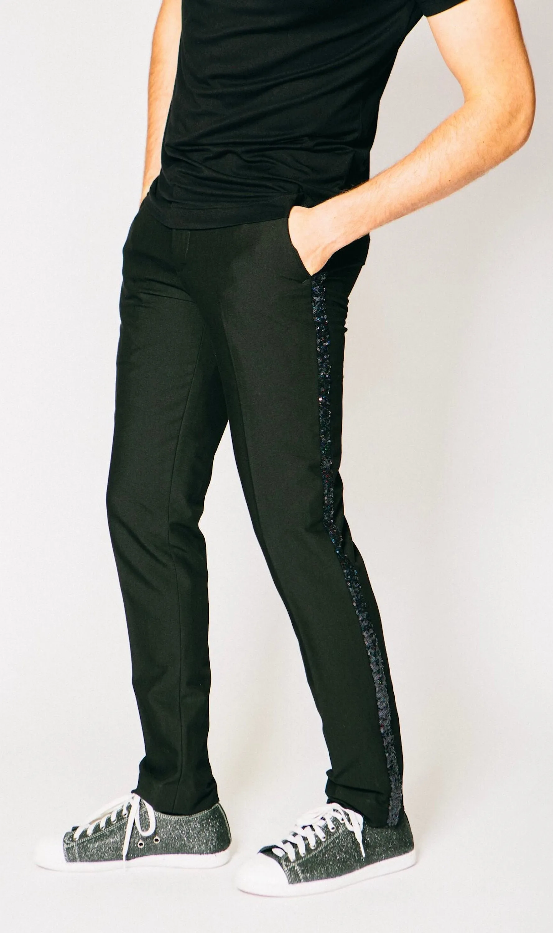 Any Old Iron Sequined Stripe Trousers