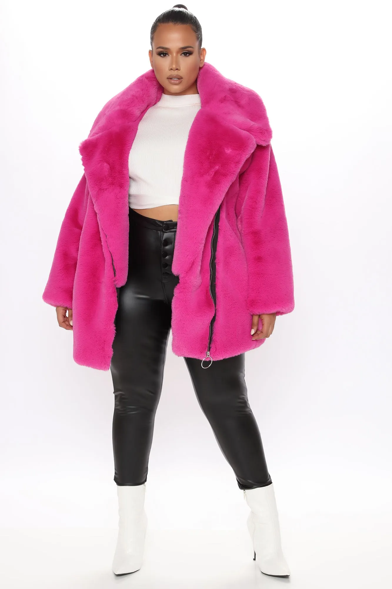 Arrive In Luxury Faux Fur Jacket - Fuchsia