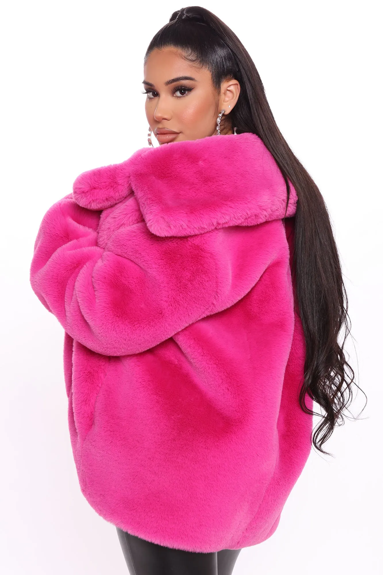 Arrive In Luxury Faux Fur Jacket - Fuchsia