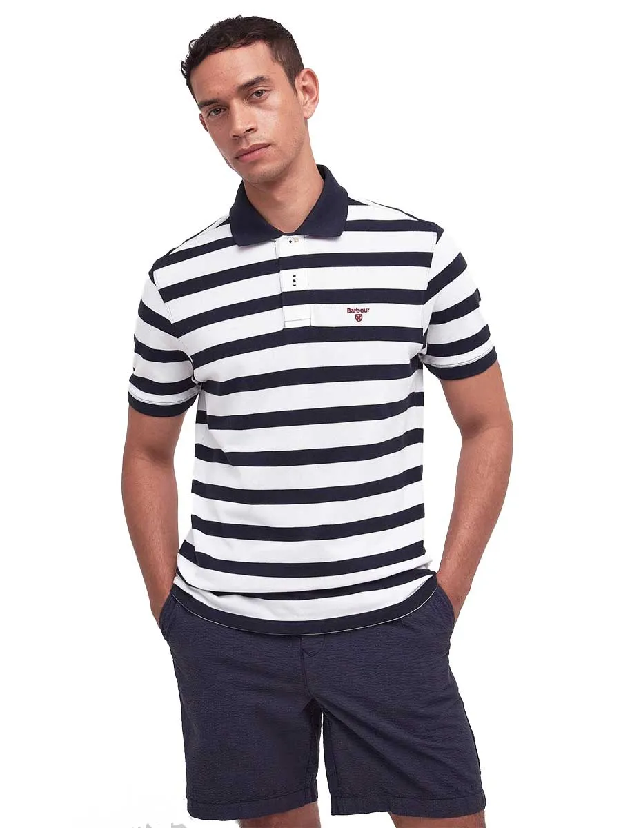 BARBOUR Striped Sports Polo Shirt - Men's - Classic Navy - Size: Medium