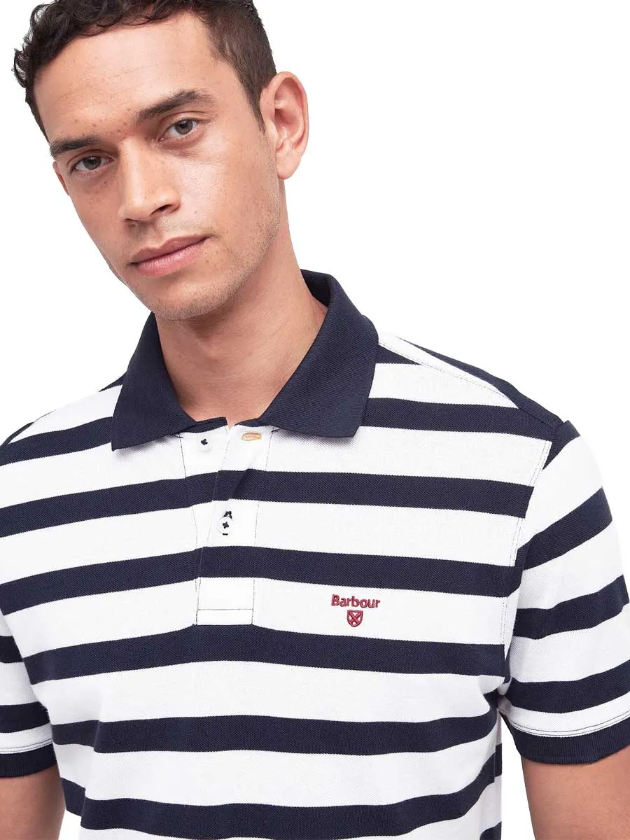 BARBOUR Striped Sports Polo Shirt - Men's - Classic Navy - Size: Medium