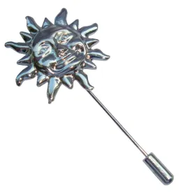 Bassin and Brown Sun Lapel Pin - Silver