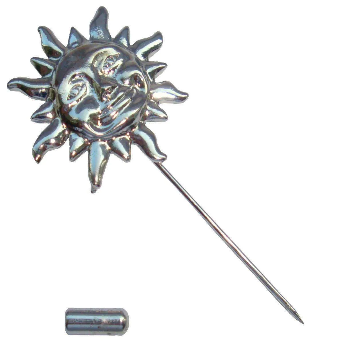 Bassin and Brown Sun Lapel Pin - Silver