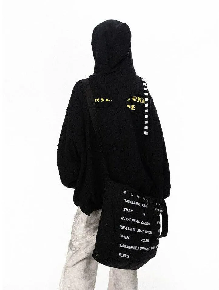 BB Drawstring Hollowed Zip-Up Hoodie