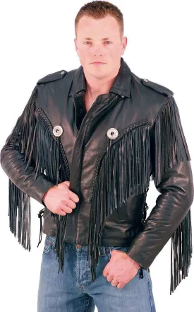 Beltless Fringed Leather Motorcycle Jacket #M400FB