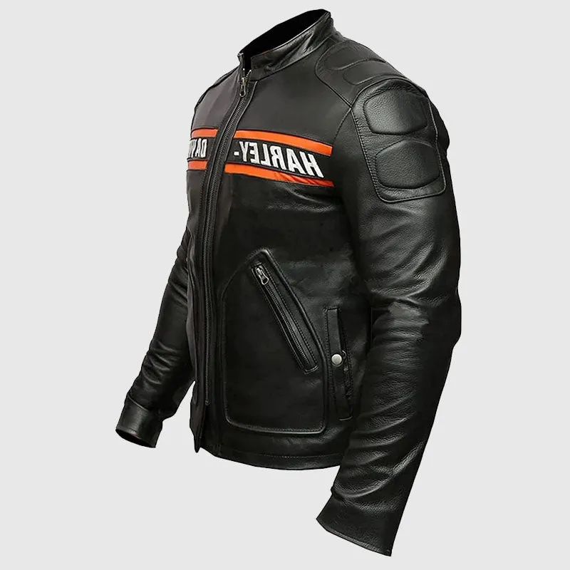 Bill Goldberg HD Handmade Black Leather Jacket - HD Moto Men's Casual Leather Jacket