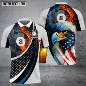 Billiard Masterpiece Personalized Name 3D Shirt, Eagle Billiard Polo Shirt for Men