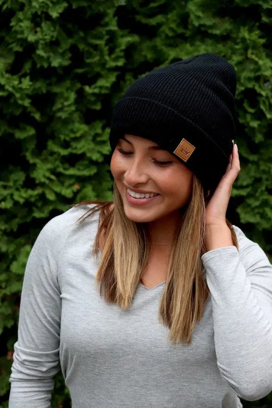 Black // Cat Nap Fleece Lined Beanie