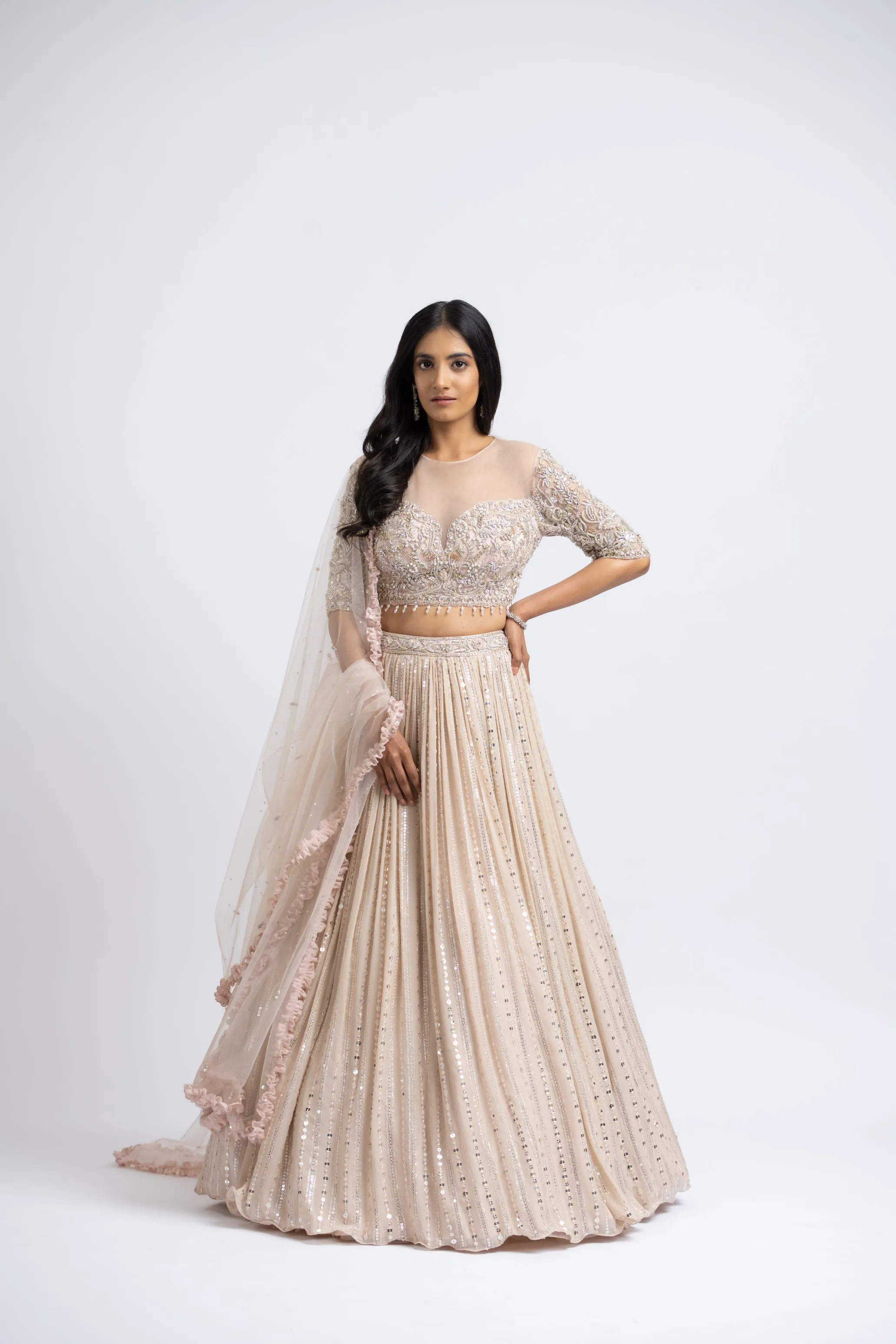 Blush Mirror Work Lehenga Choli Set