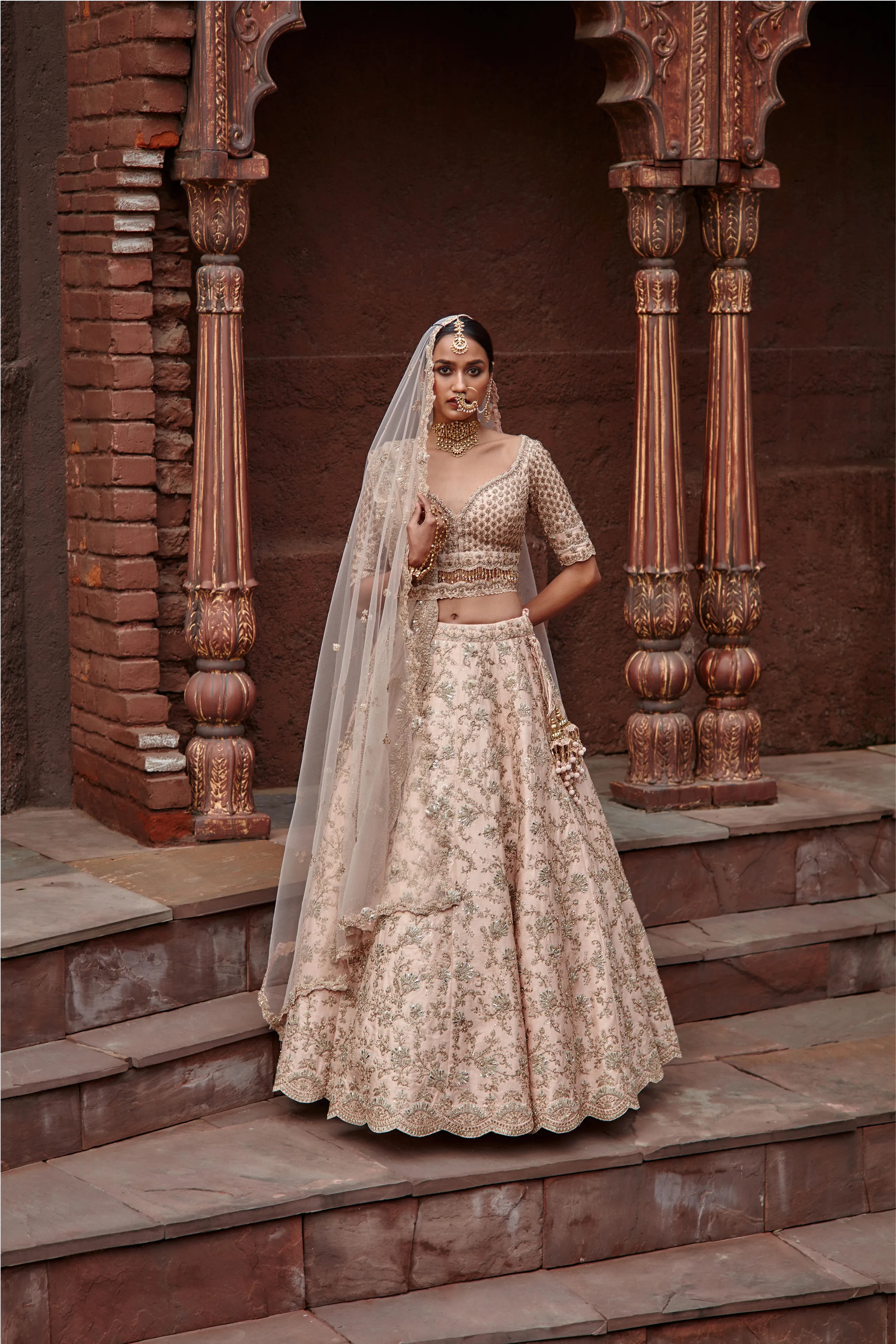 Blush Pink Raw Silk Lehenga Set