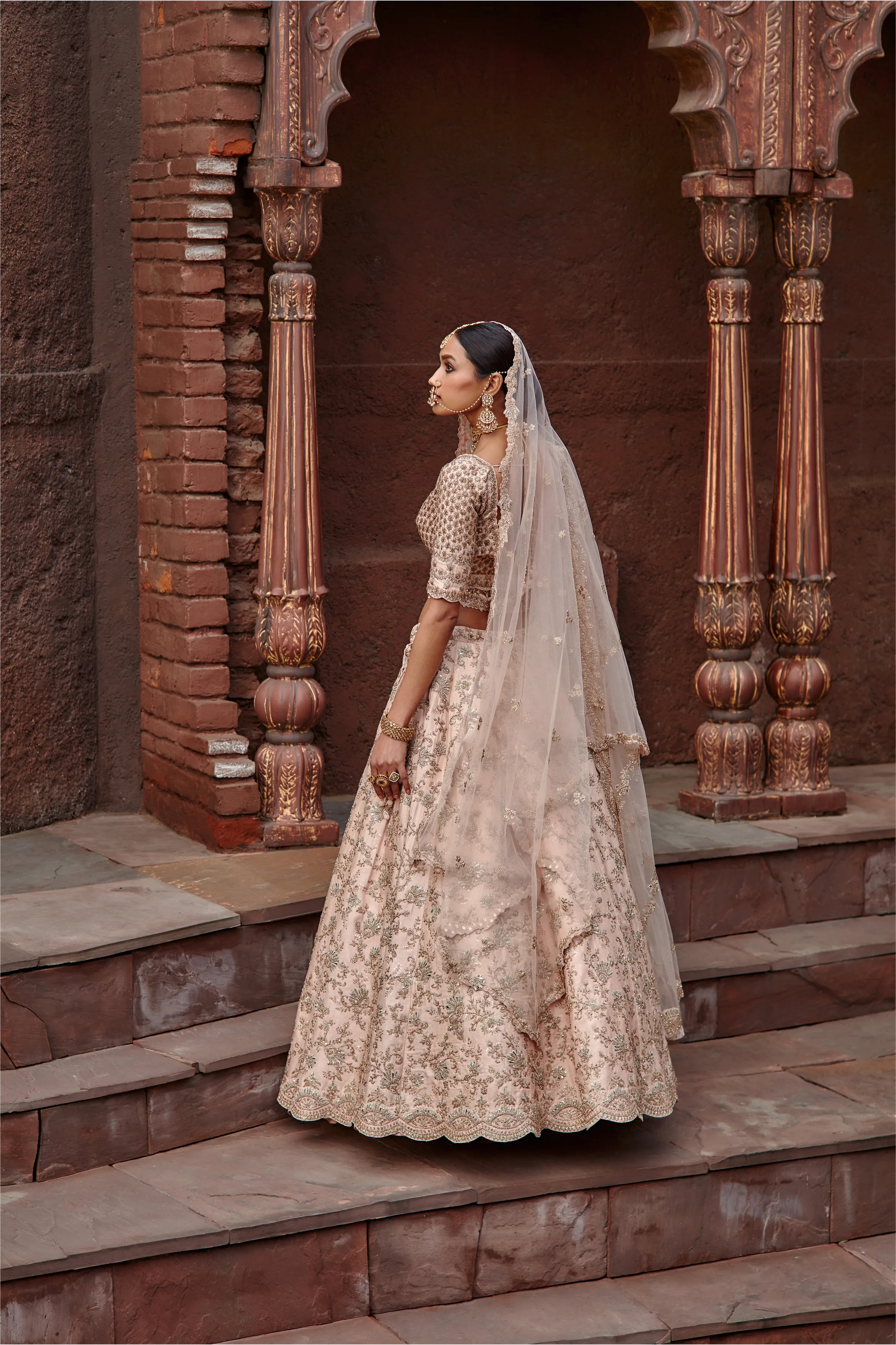 Blush Pink Raw Silk Lehenga Set