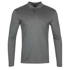 BOSS Pirol Long Sleeve Polo Shirt in Dark Grey