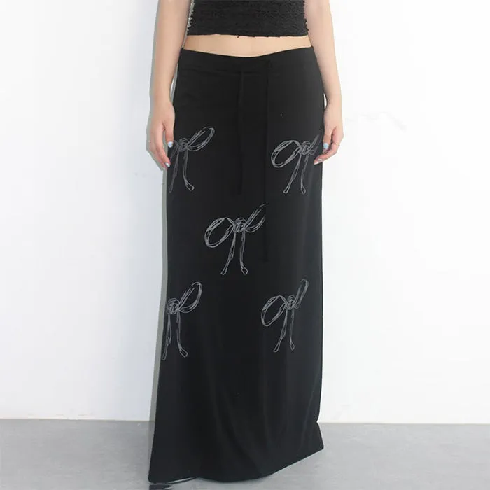 Bow Print Maxi Skirt