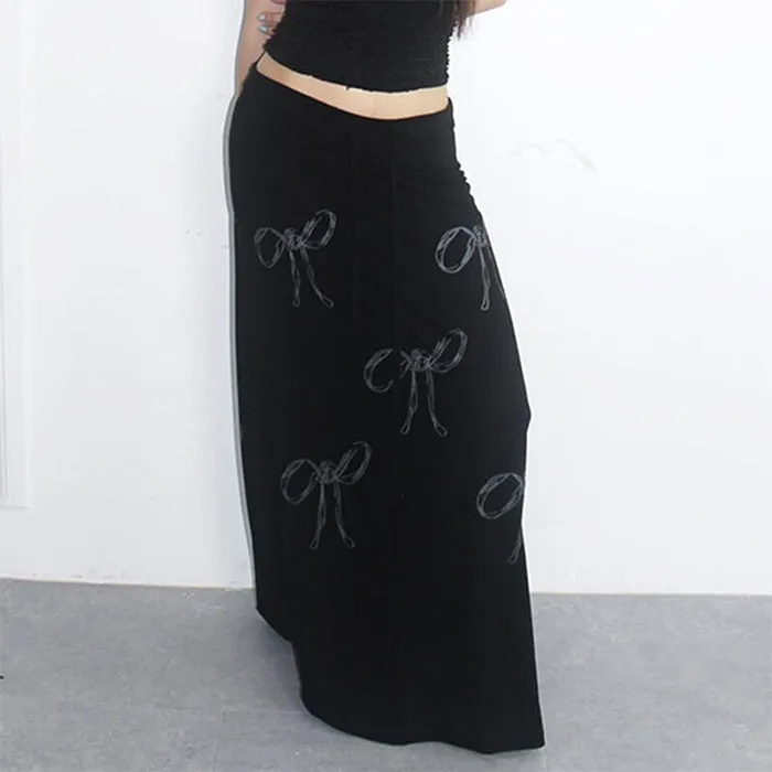 Bow Print Maxi Skirt