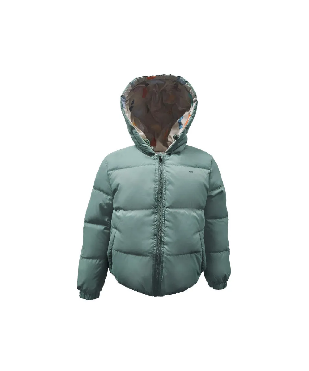 Boy's Reversible Down Jacket With Alphabet Print