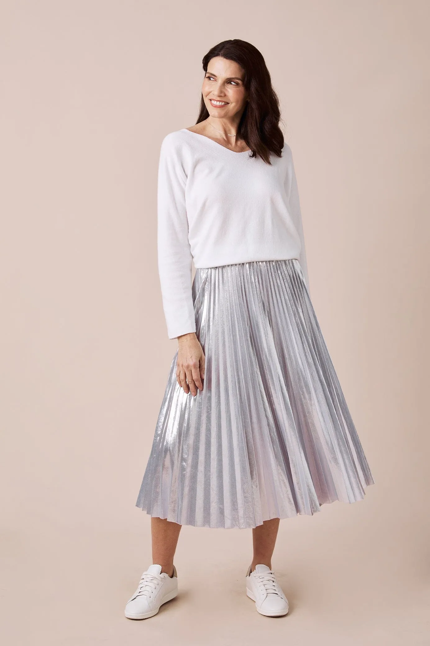 Caitlin Pleated Skirt Silver