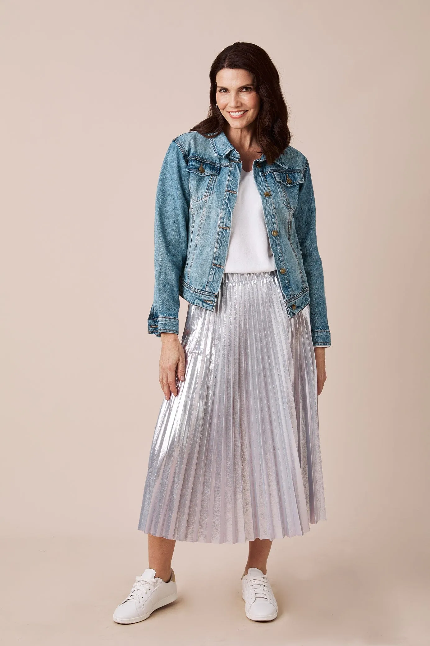 Caitlin Pleated Skirt Silver