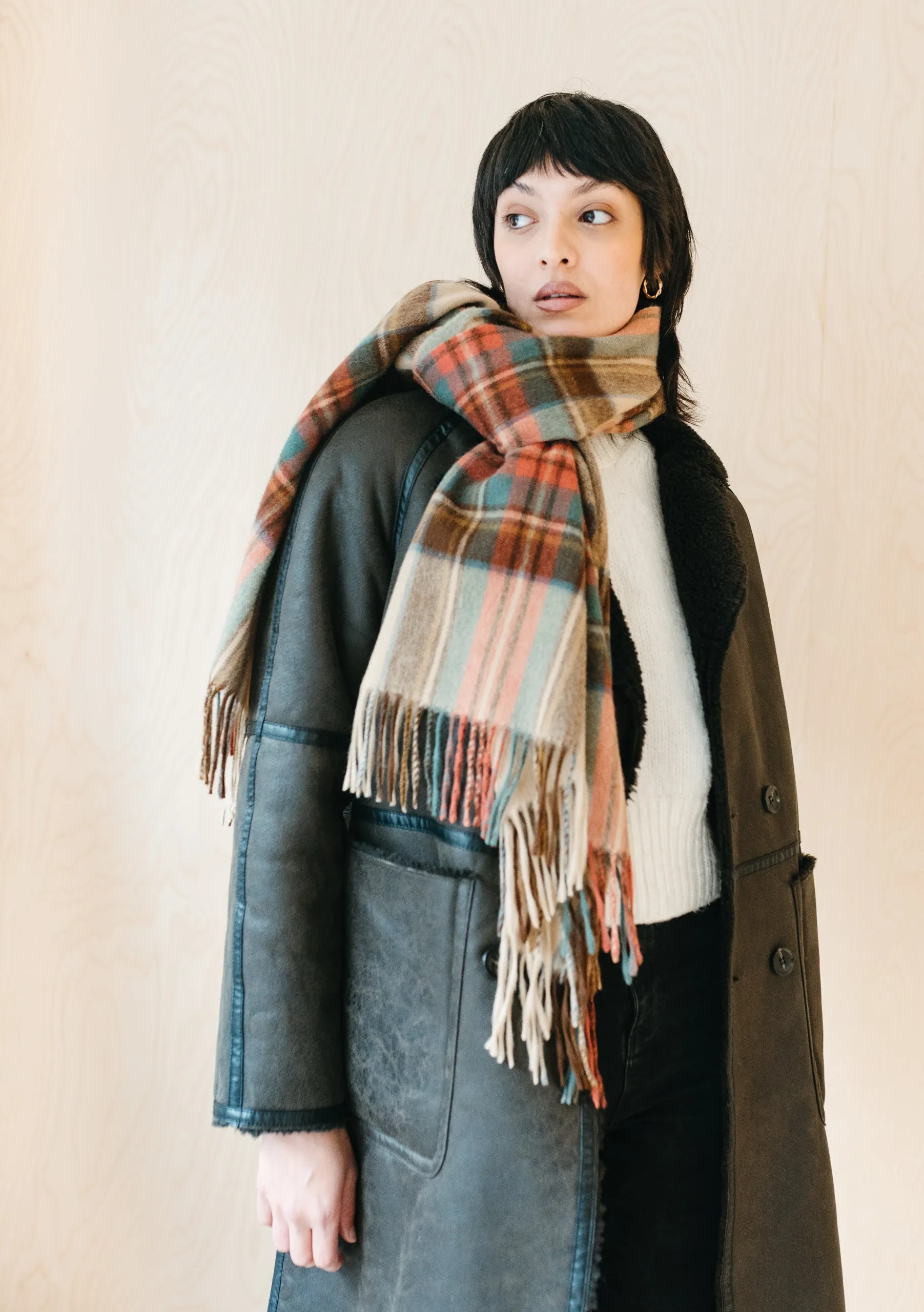 Cashmere Blanket Scarf in Stewart Dress Antique Tartan