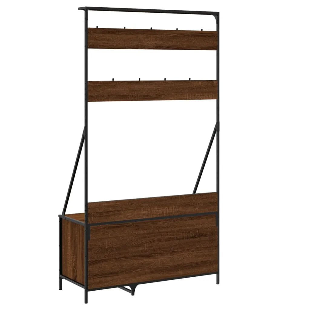 Clothes Rack with Shoe Storage Brown Oak 100x41x184 cm