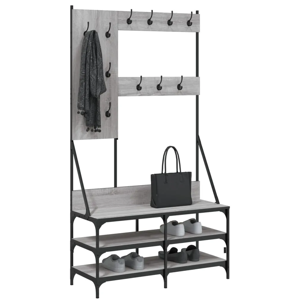 Clothes Rack with Shoe Storage Grey Sonoma 100x40x184 cm