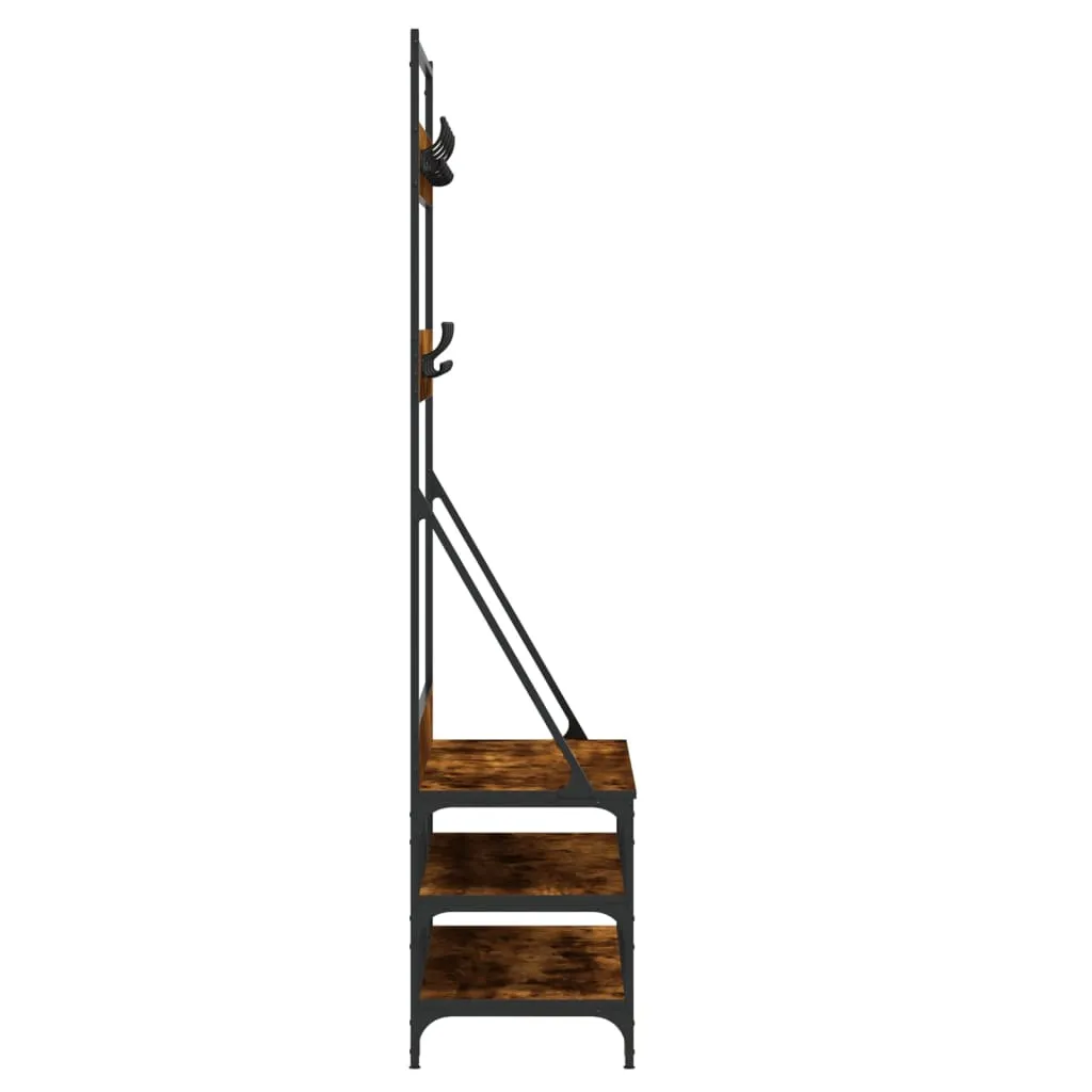 Clothes Rack with Shoe Storage Smoked Oak 100x40x184 cm