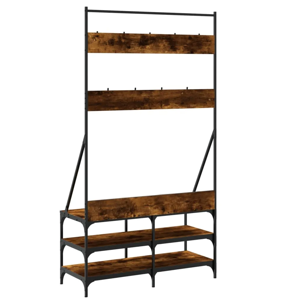 Clothes Rack with Shoe Storage Smoked Oak 100x40x184 cm