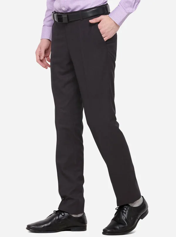 Coffee Solid Slim Fit Formal Trouser | Metal