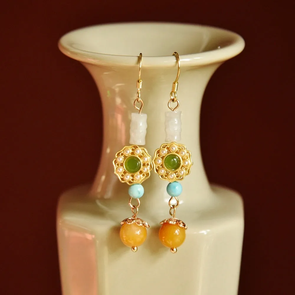 Dangle Earrings: Bamboo Mandarin