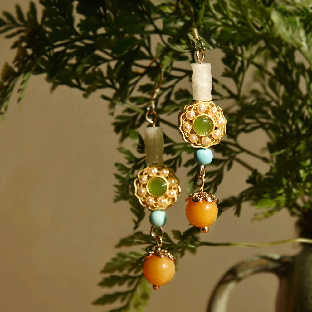 Dangle Earrings: Bamboo Mandarin