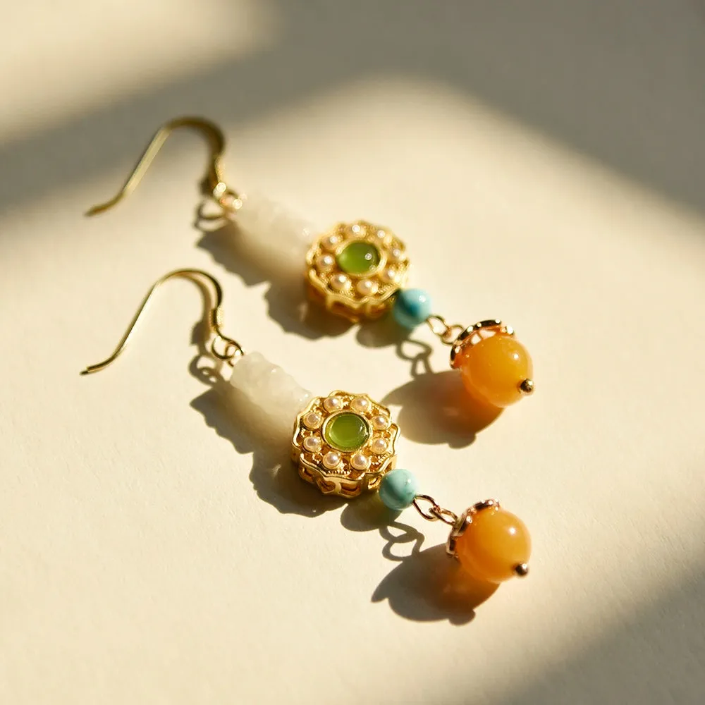 Dangle Earrings: Bamboo Mandarin