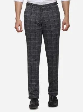 Dark Grey Printed Venice Fit Casual Trouser | JadeBlue