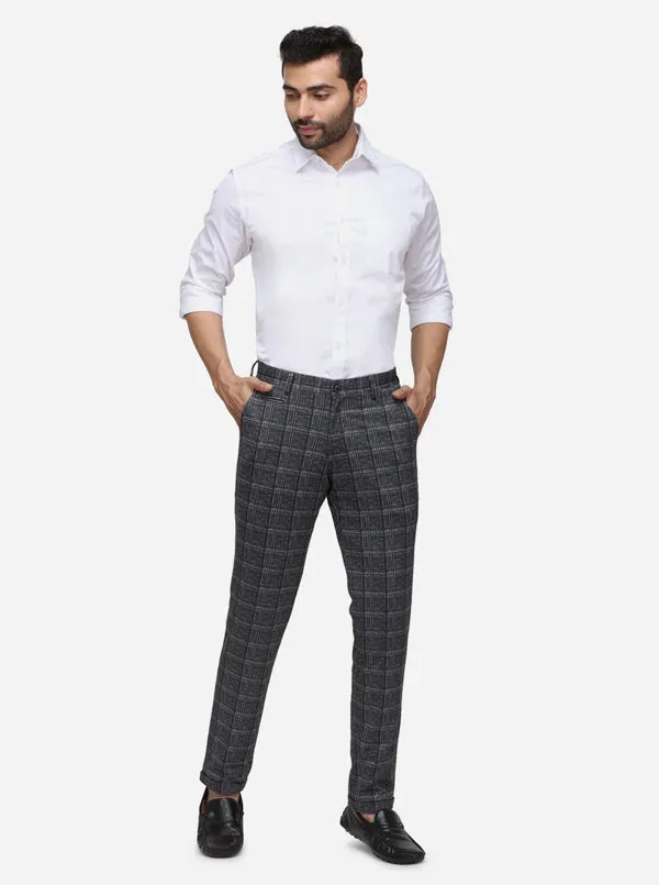 Dark Grey Printed Venice Fit Casual Trouser | JadeBlue