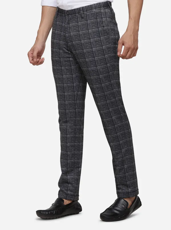 Dark Grey Printed Venice Fit Casual Trouser | JadeBlue