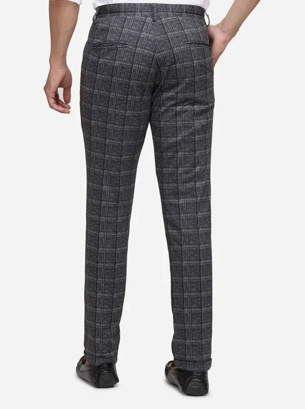 Dark Grey Printed Venice Fit Casual Trouser | JadeBlue