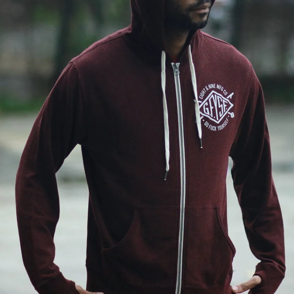 Definition Zip Up Tech Hoodie Maroon