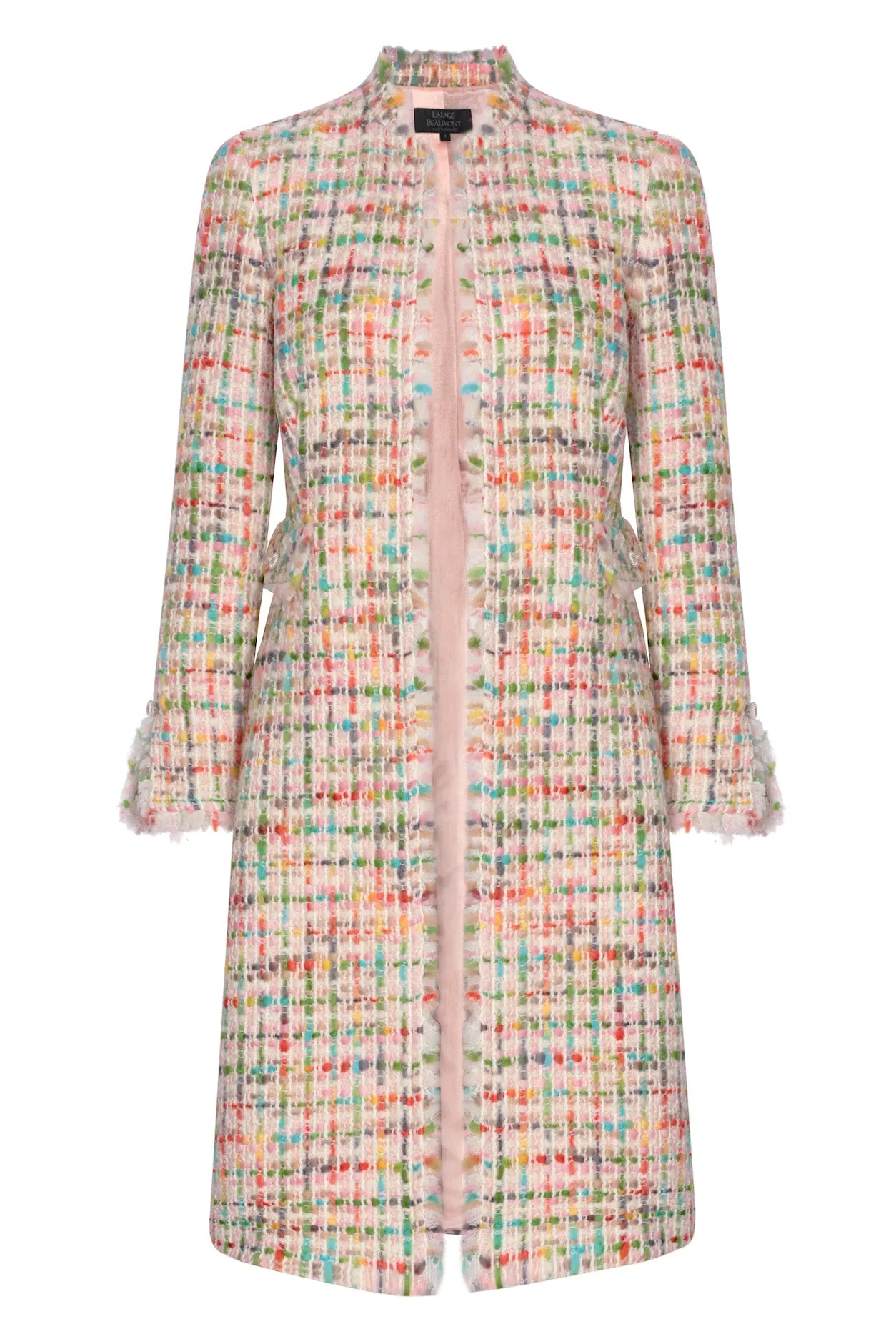 Dress Coat in Cream and Multi-Coloured Tweed - Claire