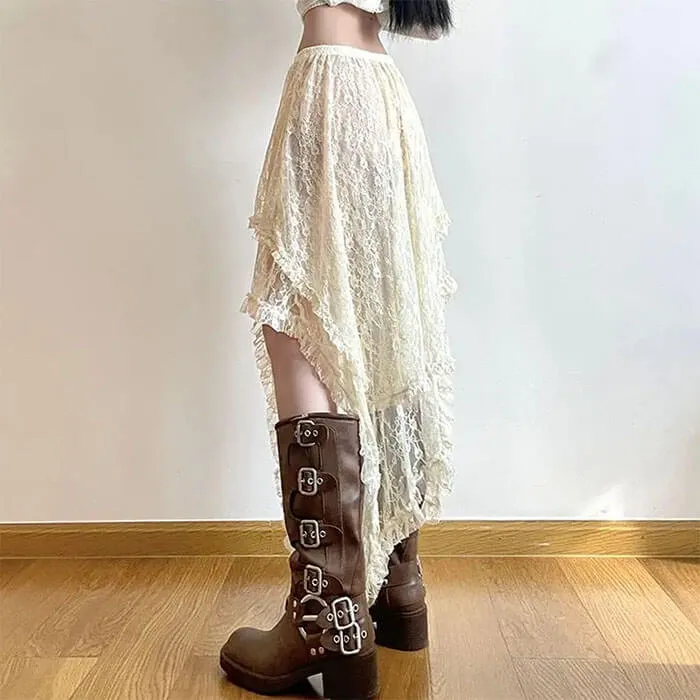 Fairycore Asymmetrical Lace Skirt