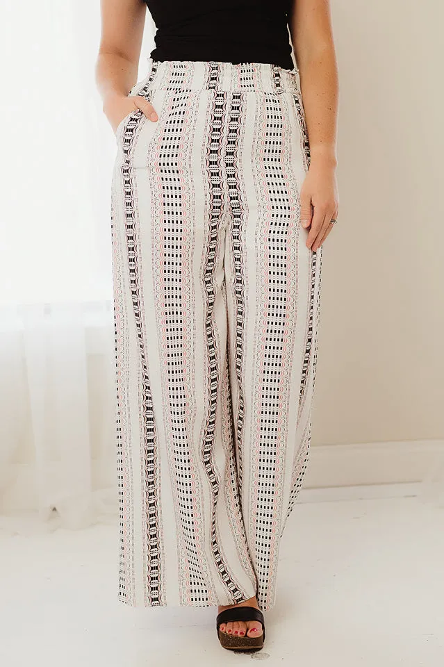 Geometric Print Wide Leg Pants