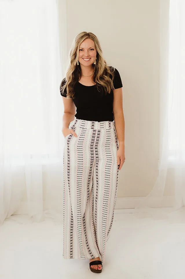 Geometric Print Wide Leg Pants