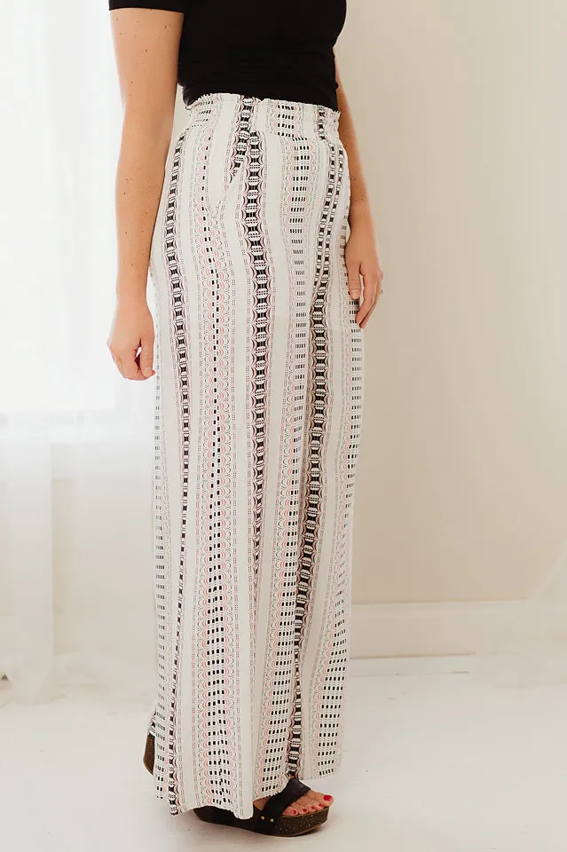 Geometric Print Wide Leg Pants