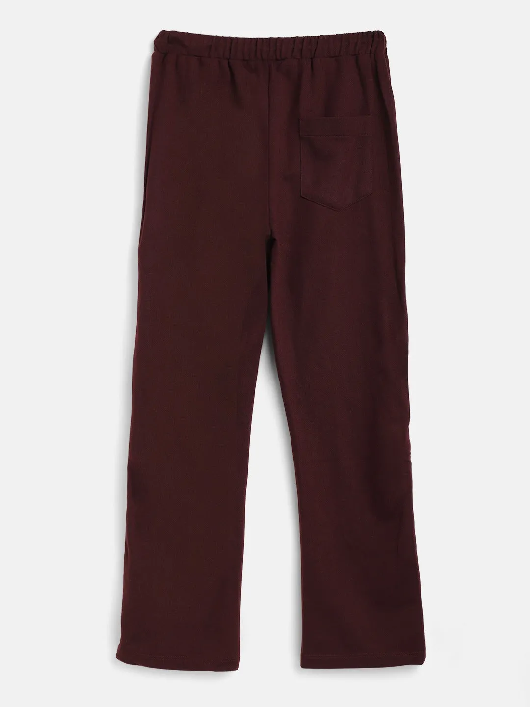 Girls Burgundy Terry Side Tape Track Pants