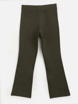 Girls Olive Bell Bottom Pants