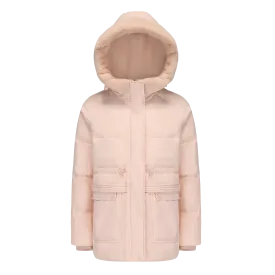 Girl's Short Fur-trimmed Hoodie Down Jacket