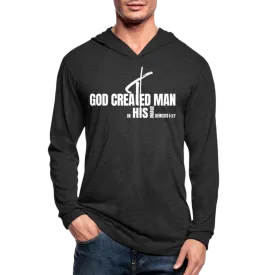 Graphic Hoodie, God Created Man Inspiration Tri-Blend Hooded Tee