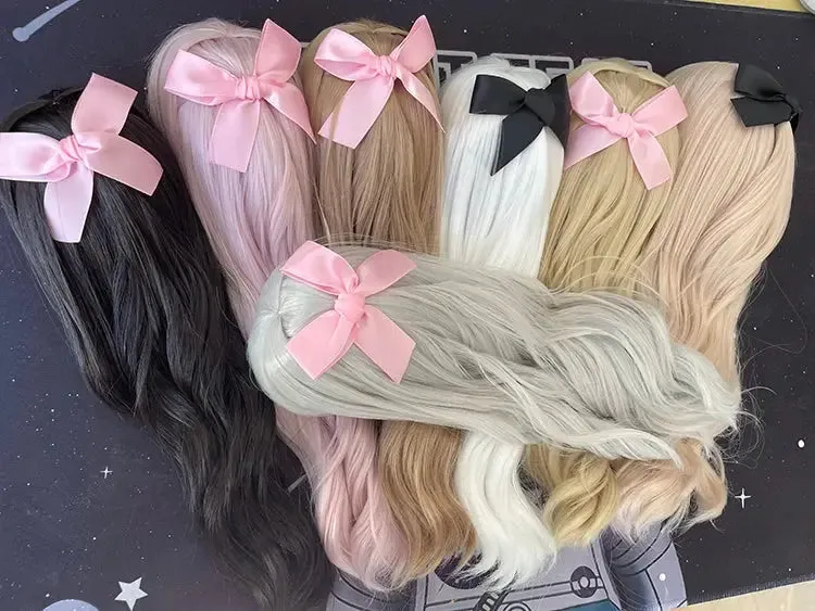 Handmade BJD/SD Doll Accessory – Black, White, Pink Bow Braid Wig for 1/3 Scale Dolls | Stylish Custom Wig