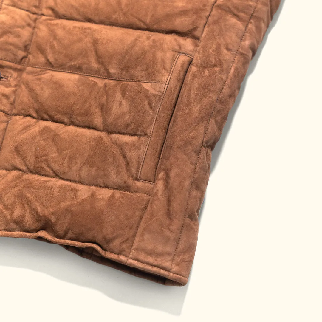 Jackson Suede Leather Down Vest | Caramel